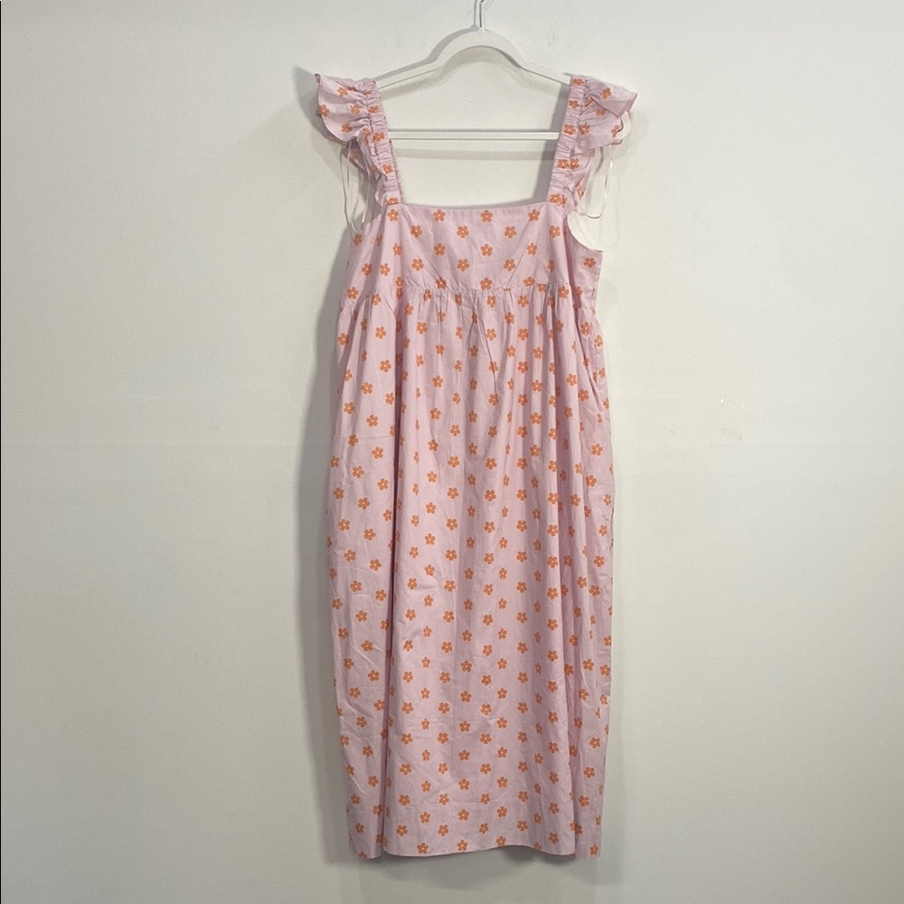 Moodie Peplum Floral Sundress Pink Ruffled The Sunshine Dress Size Large